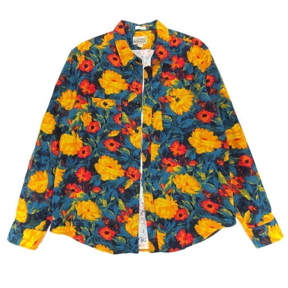 NEW J Crew Midweight Flannel Workshirt Button Down Long Sleeve Mens Large Floral - Picture 6 of 8